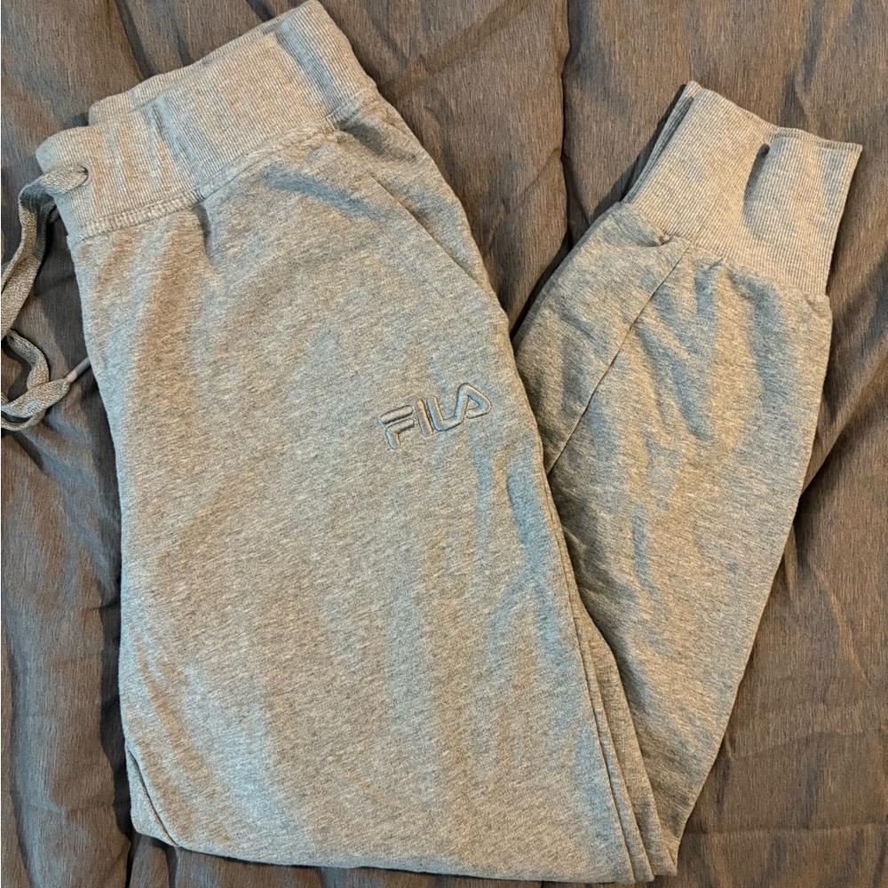 Fila Gray Sweatpants Tapered Athletic Style
